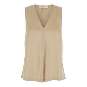 Jucca Women Beige Silk Sleeveless Top With V Neck Woman